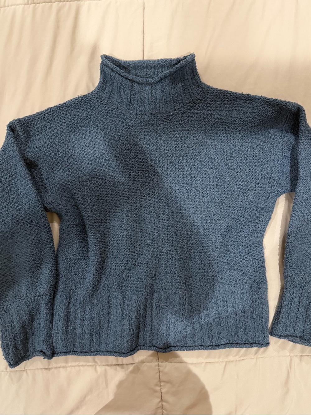Soft Knit Turtleneck Sweater - Blue